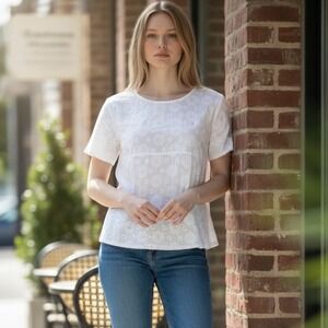 MISSLOOK Short Sleeve Blouse, Lightweight, and Relaxed Fit, Solid White, Size XL